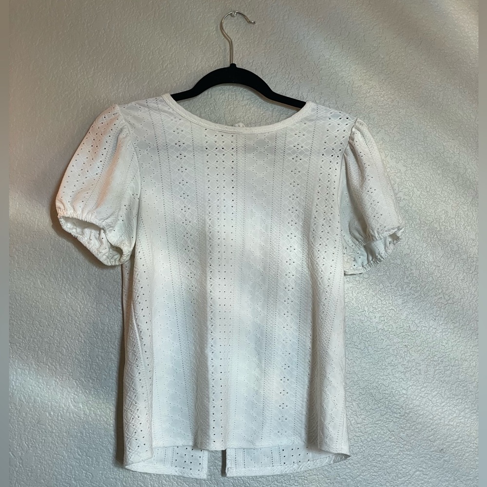 White Puffed Sleeve Blouse with Open Back